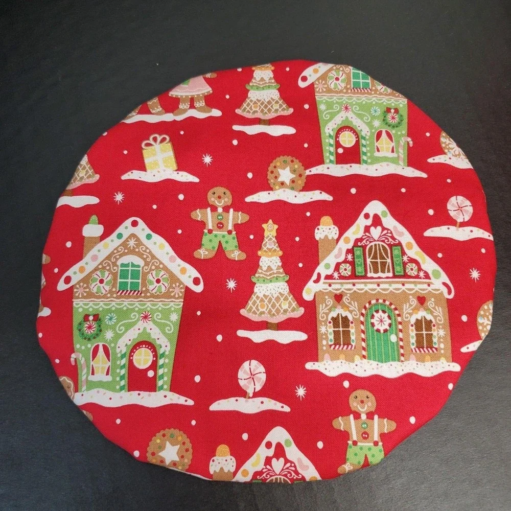 Christmas Gingerbread House Dots Reversible KitchenAid Mixer Mixing‎ Bowl Cover